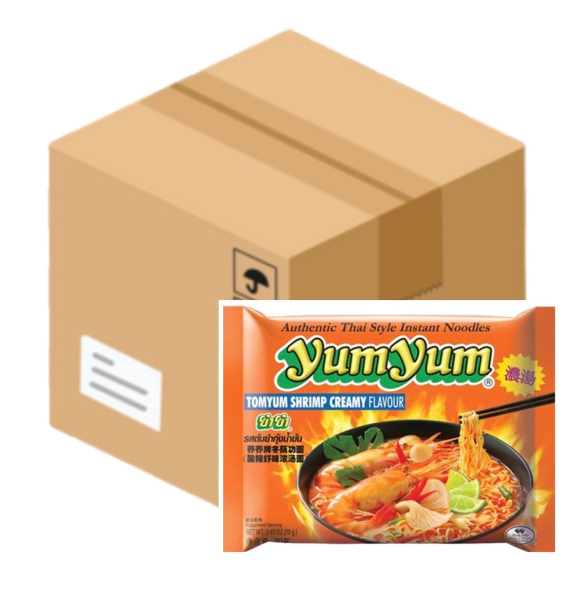 Yum Yum Instant Tom Yum Garnelen Rahm Nudeln 30 x 70 g 1 box -