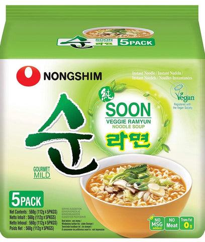 5er-Pack Nongshim Instantnudeln Veggie Ramyun – Gemüse Ramen Suppe mild - Vorteilspack - Nudeln