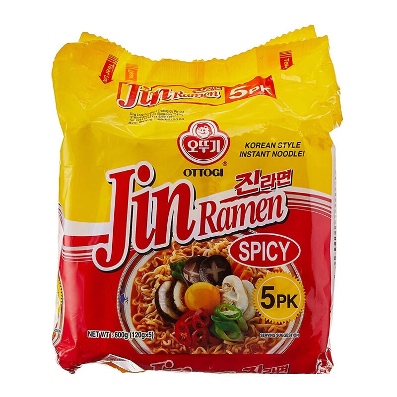 5er-pack Ottogi Jin Ramen Spicy 5er Pack 600 g - Nudeln