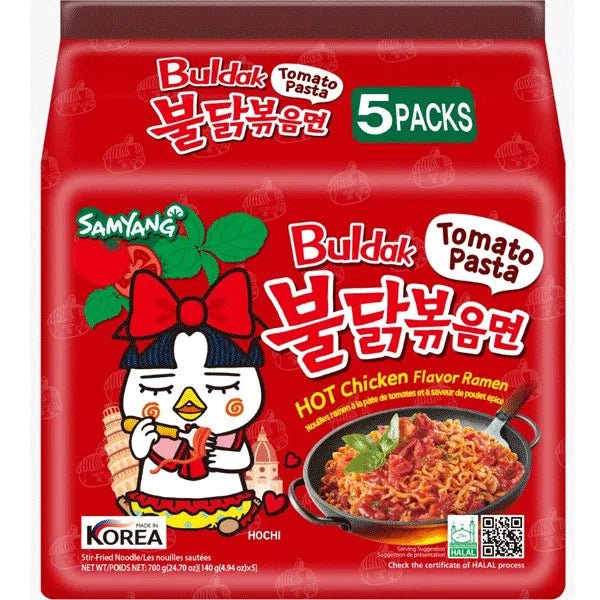 5er-Pack Samyang Hot Chicken Ramen Tomato Pasta Multipack 5×140 g MHD: 15.03.2023 - Instant Nudeln