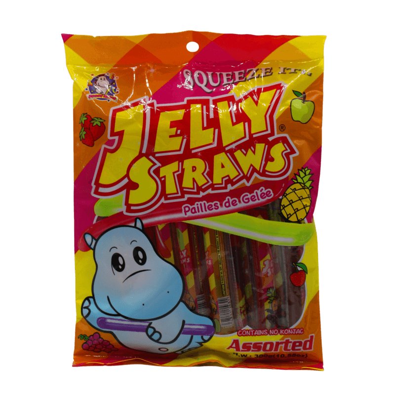 ABC Jelly Straw Assorted Funny Hippo 300 g - Snack Foods