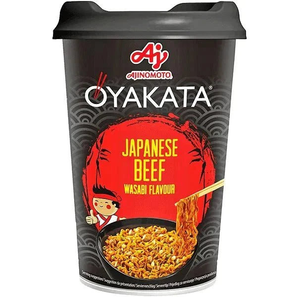 Ajinomoto Oyakata Dish Cup Beef Wasabi, Nudeln mit Sauce und Gewürzgeschmack 93g - Nudeln