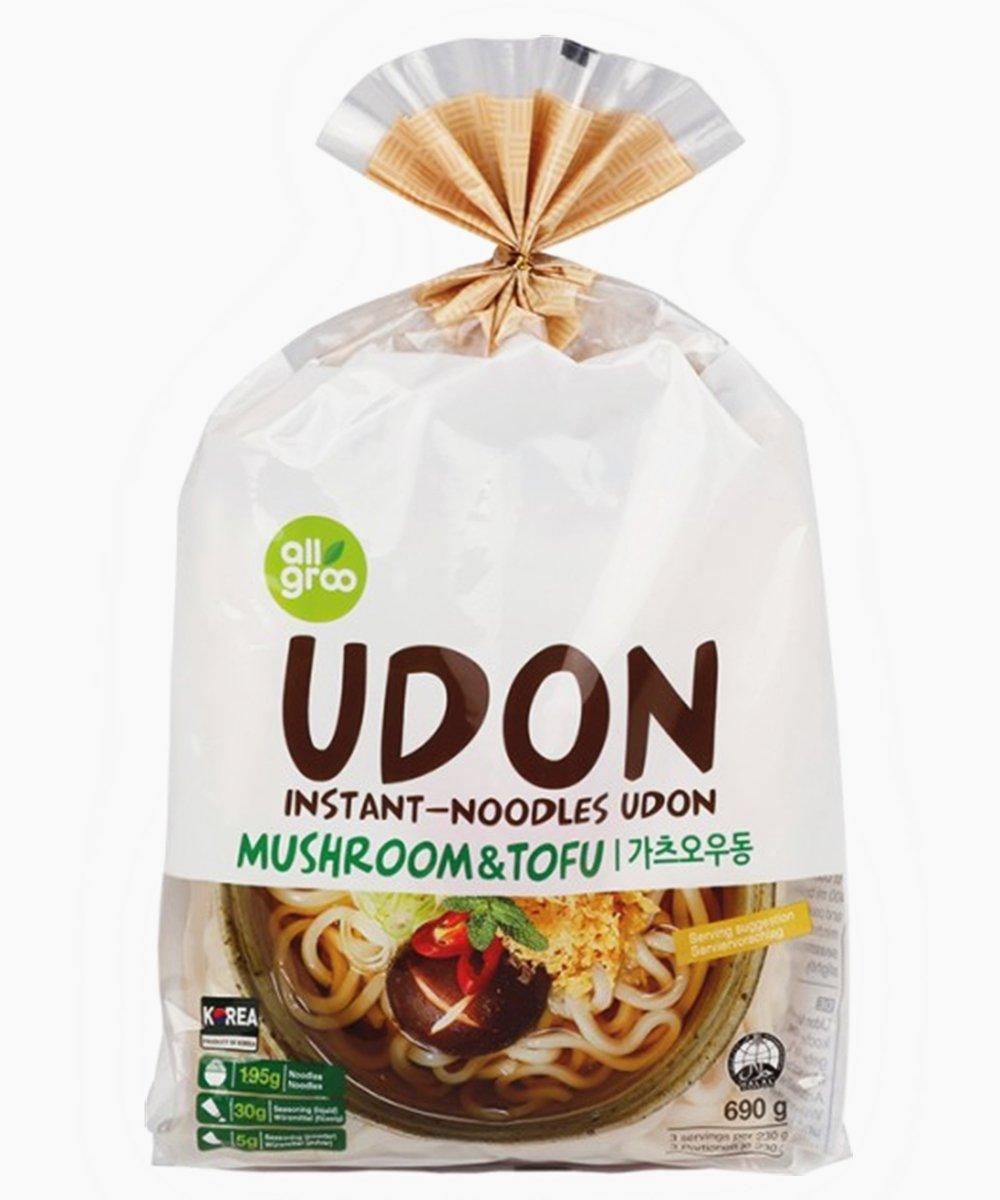 ALLGROO Udong Nudeln Tofu und Pilze 3 Portionen 690 g - Nudeln