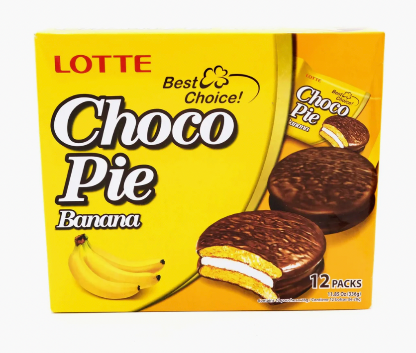 Lotte Choco Pie Banana (12 Packs) (336 gr) - Snack Foods