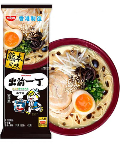 Nissin Damae Ramen Tonkotsu mit schwarzem Knoblauchöl 174 g - Nudeln