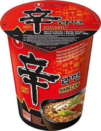 Nongshim Instant Becher-Nudeln scharf Shin Ramen 68 g - Nudeln