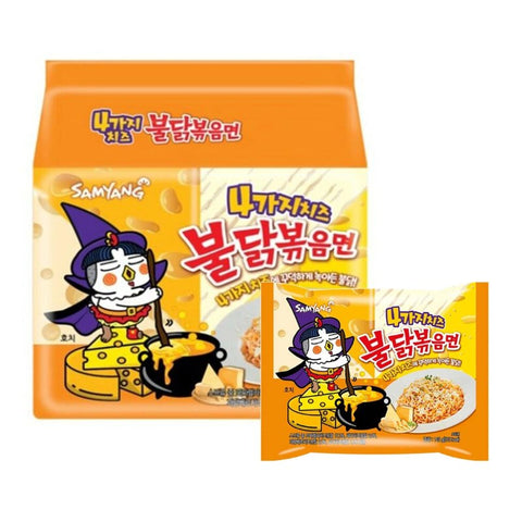 Samyang Buldak 4 Cheese Hot Chicken Ramen - MultiPack 4 x 150 g - Instant Nudeln