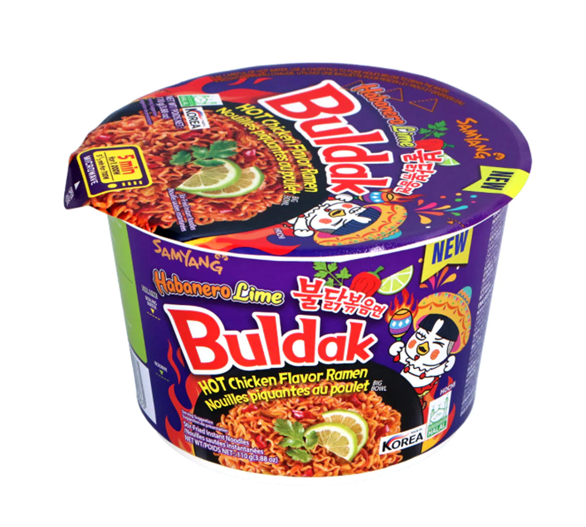 Samyang Buldak Habanero Lime Hot Chicken Ramen Bowl 110 g - Instant Nudeln