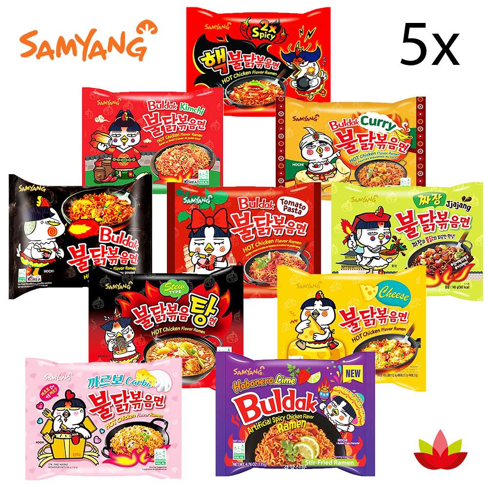 Samyang Ramen Hot Chicken Mega Box + 4 Einweg Bambusstäbchen gratis - Instant Nudeln