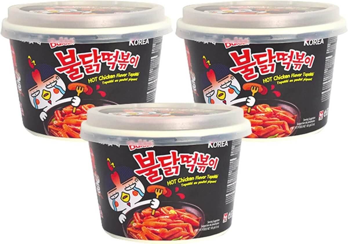 3 Pack Samyang Instant Reiskuchen scharf Hot Chicken 3 x 185 g - Instant Nudeln