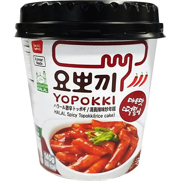 Young Poong Yopokki Reiskuchen Tasse Halal Scharf 140 g - Fertiggerichte & Konserven